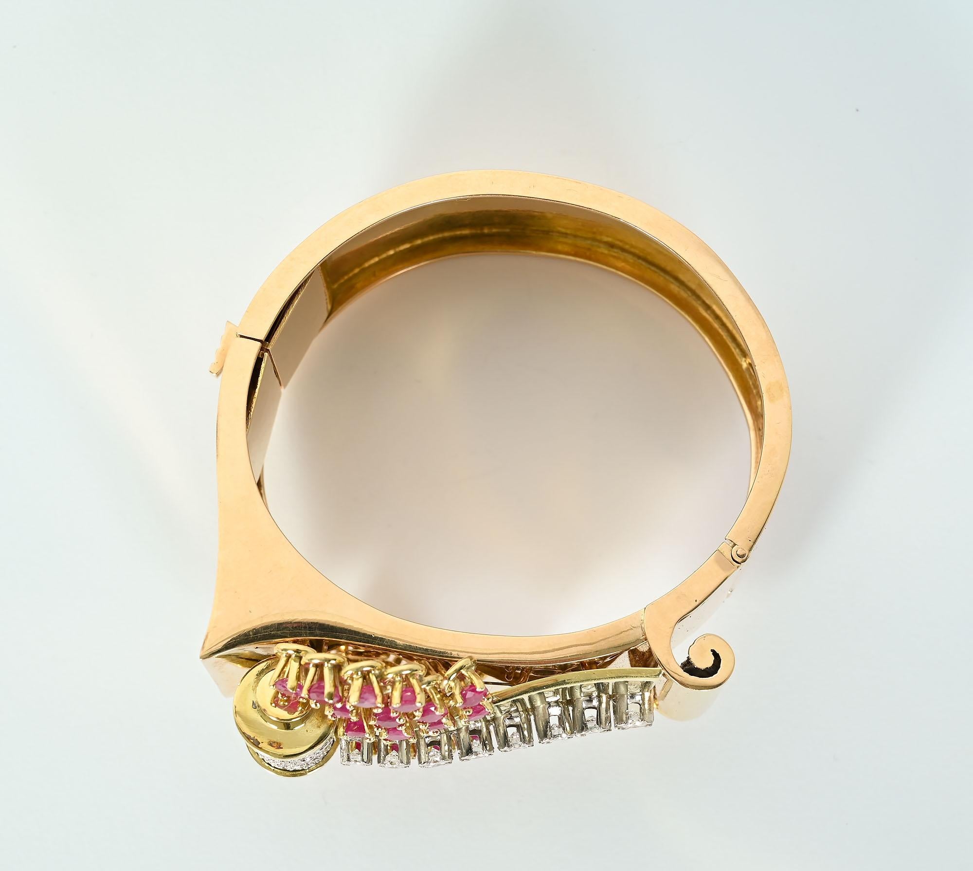Retro Gold, Ruby and Diamond Bracelet For Sale 4