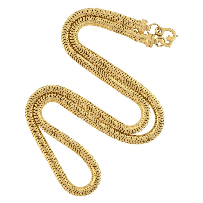 Retro Gold Snake Chain Necklace at 1stDibs | vintage gold chain