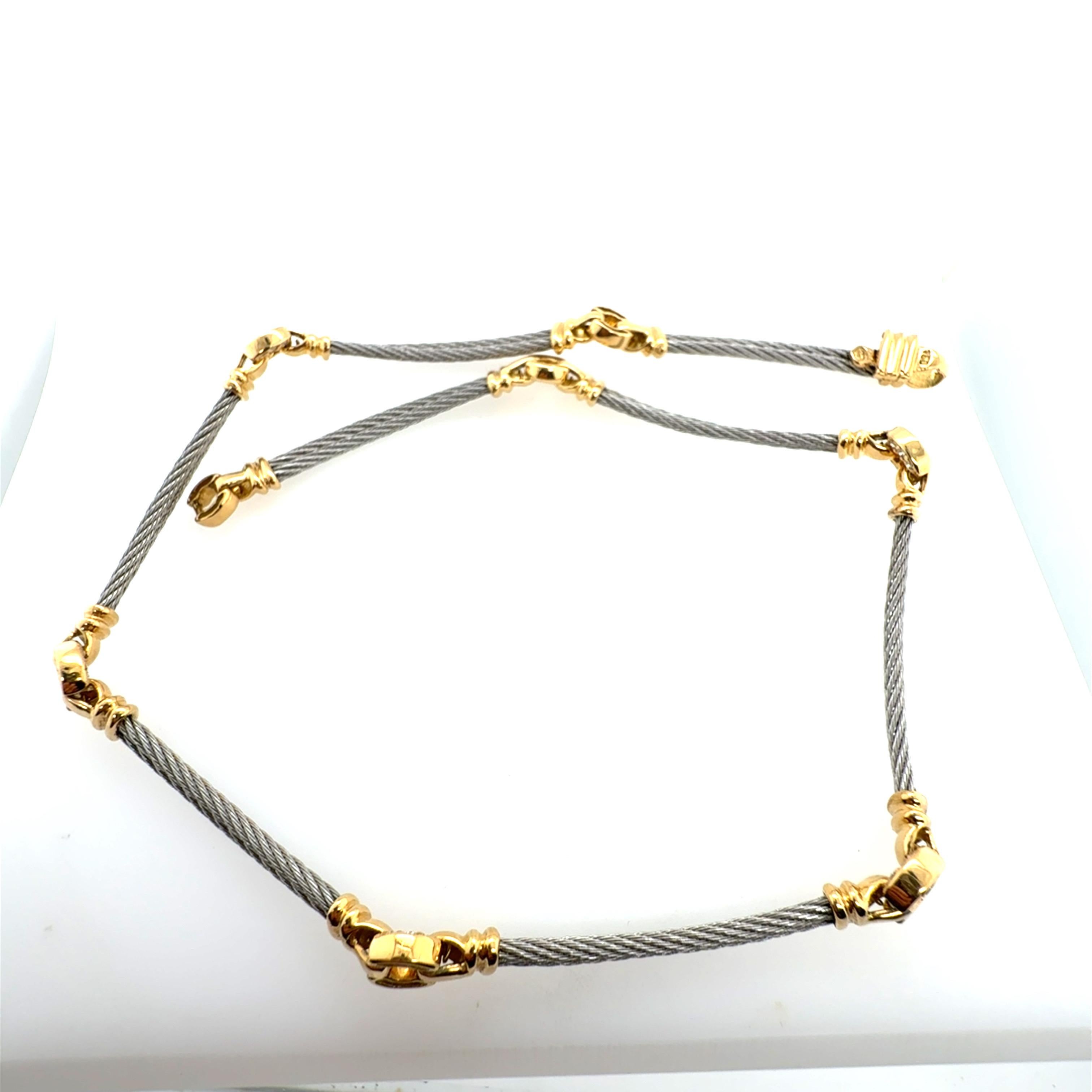 Retro Gold & Steel 0.6 Carat Natural Diamond Statement Necklace Circa 1985 Bon état - En vente à Los Angeles, CA