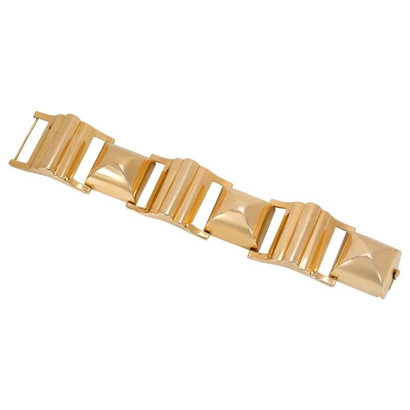 Retro Gold Chunky Sugarloaf Link Bracelet