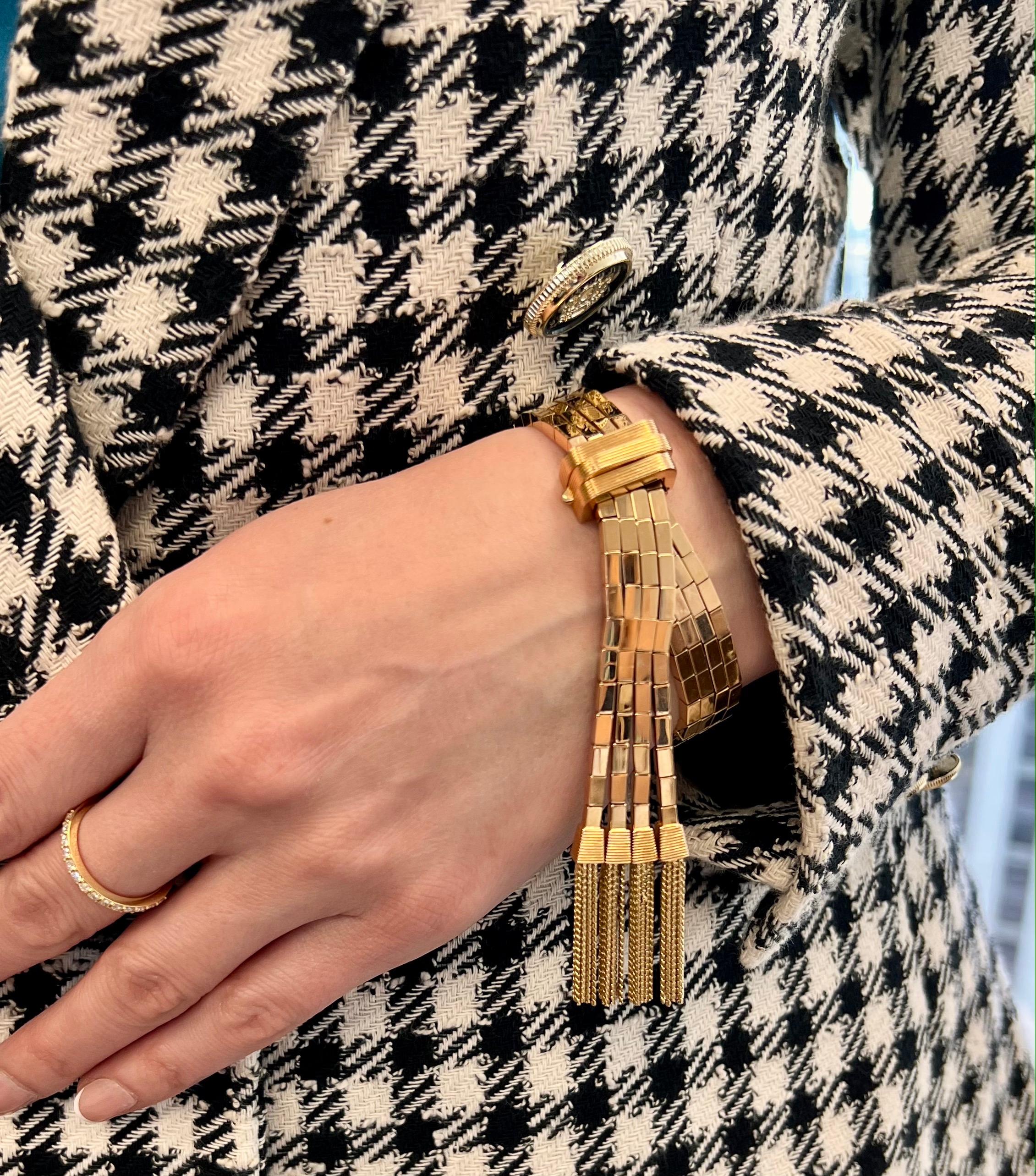 Bracciale Retro Gold con nappe in oro rosa 18 carati in vendita 5