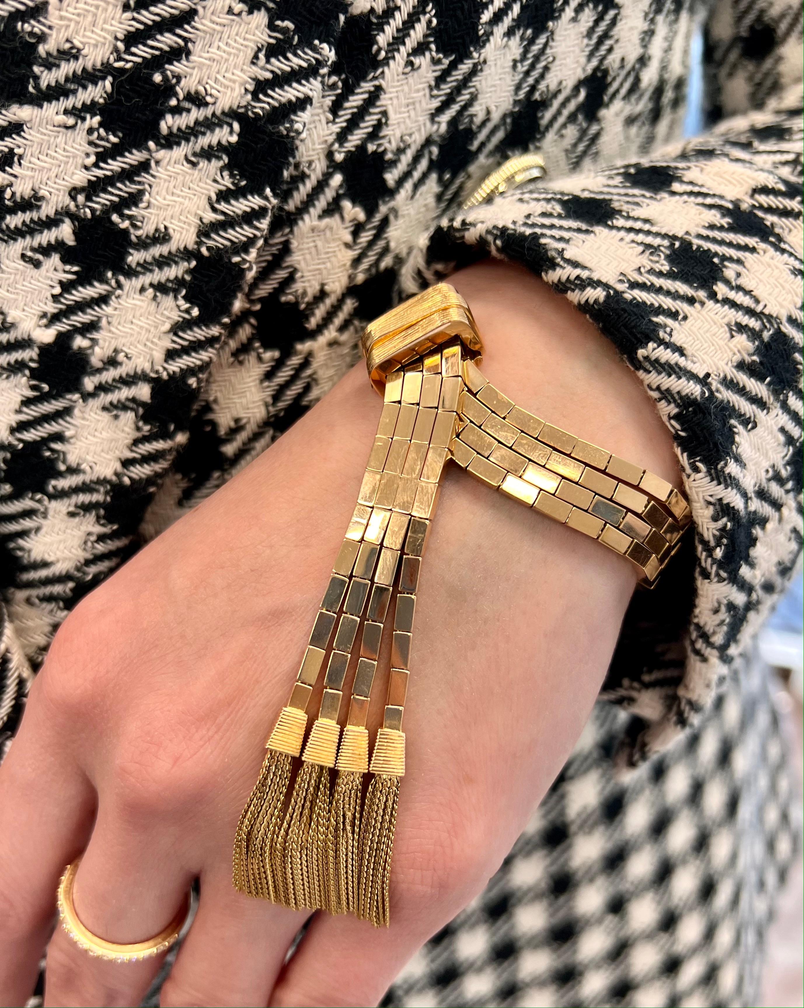 Bracciale Retro Gold con nappe in oro rosa 18 carati in vendita 6