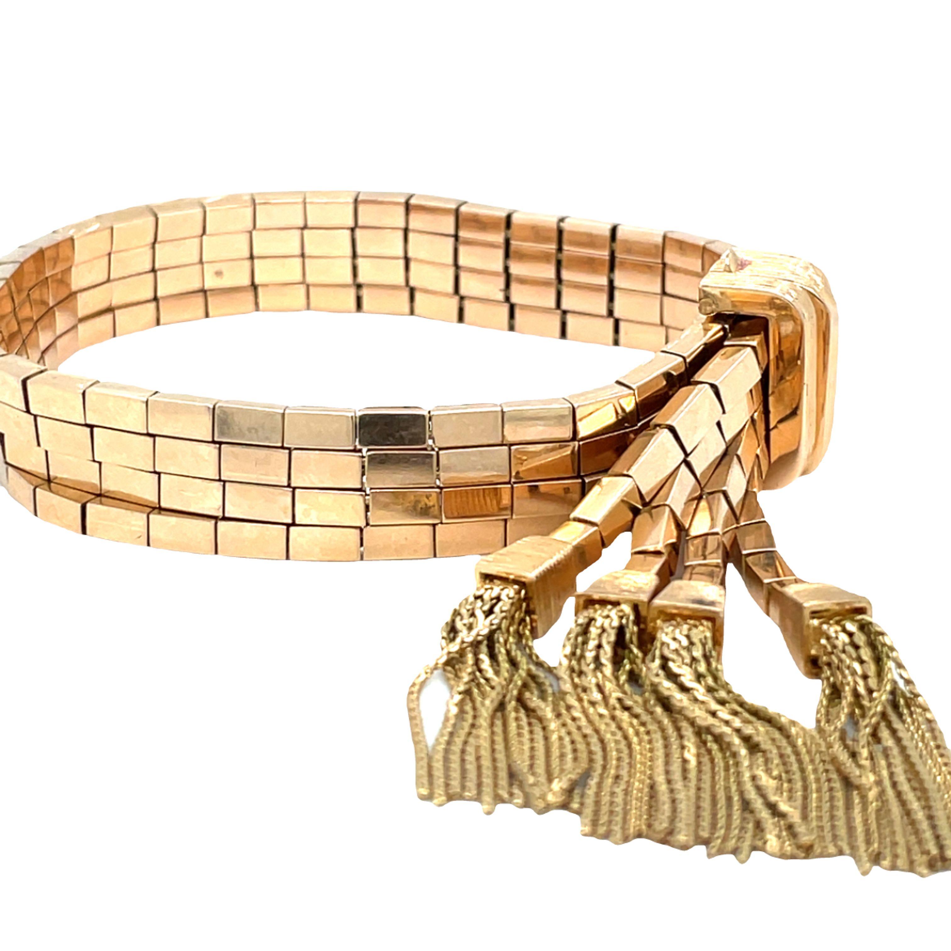 Rétro Bracciale Retro Gold con nappe in oro rosa 18 carati in vendita