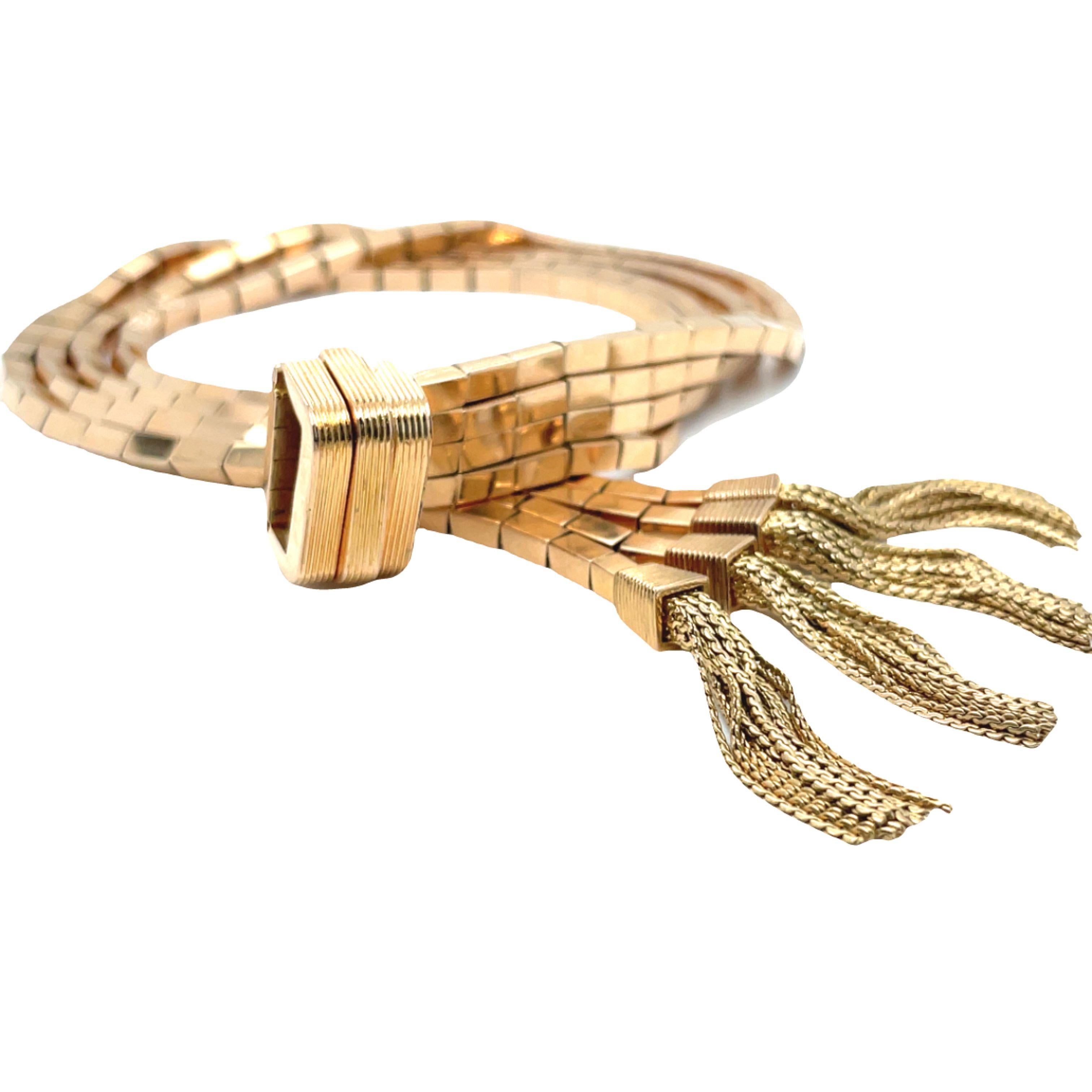 Bracciale Retro Gold con nappe in oro rosa 18 carati In condizioni ottime in vendita a beverly hills, CA