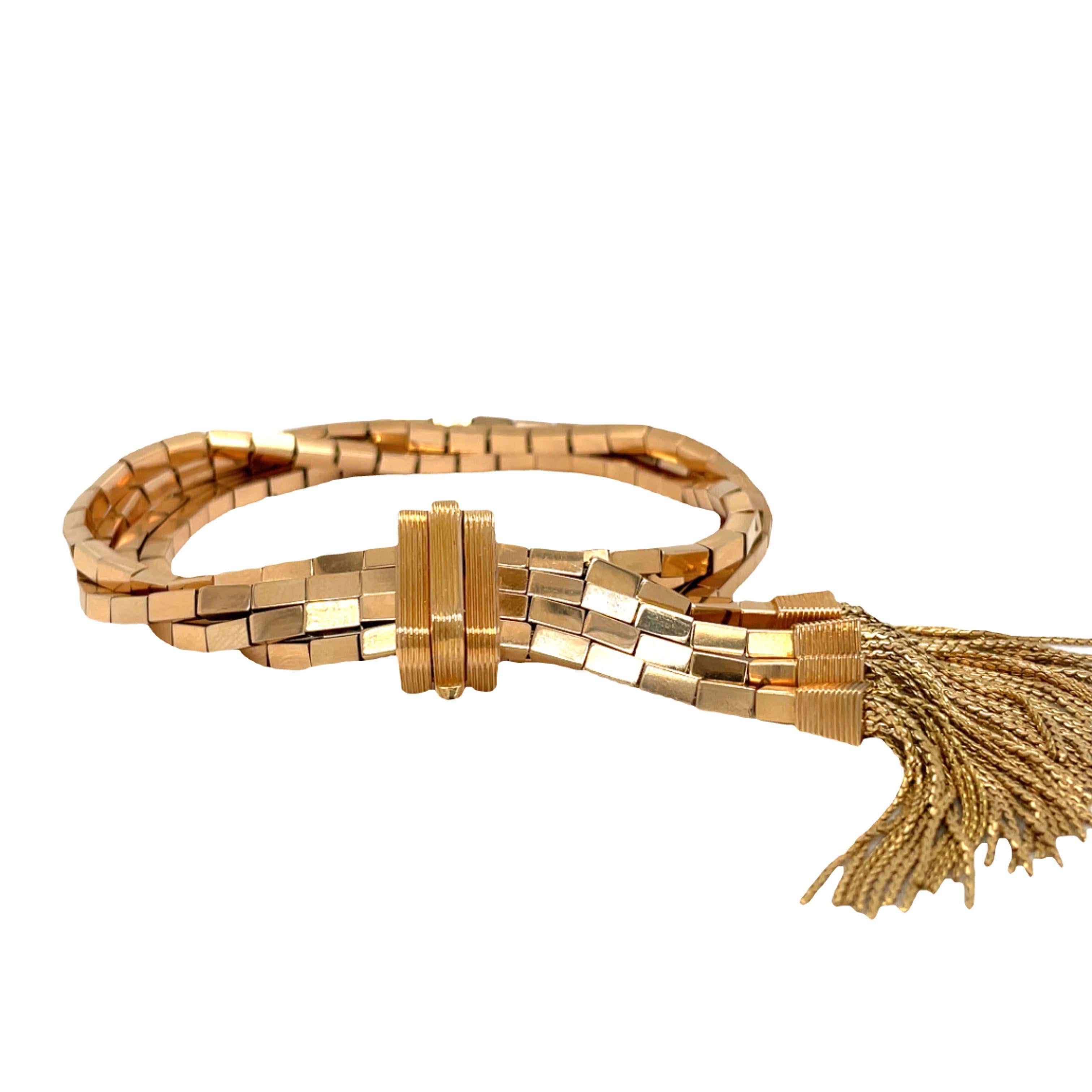 Bracciale Retro Gold con nappe in oro rosa 18 carati in vendita 1