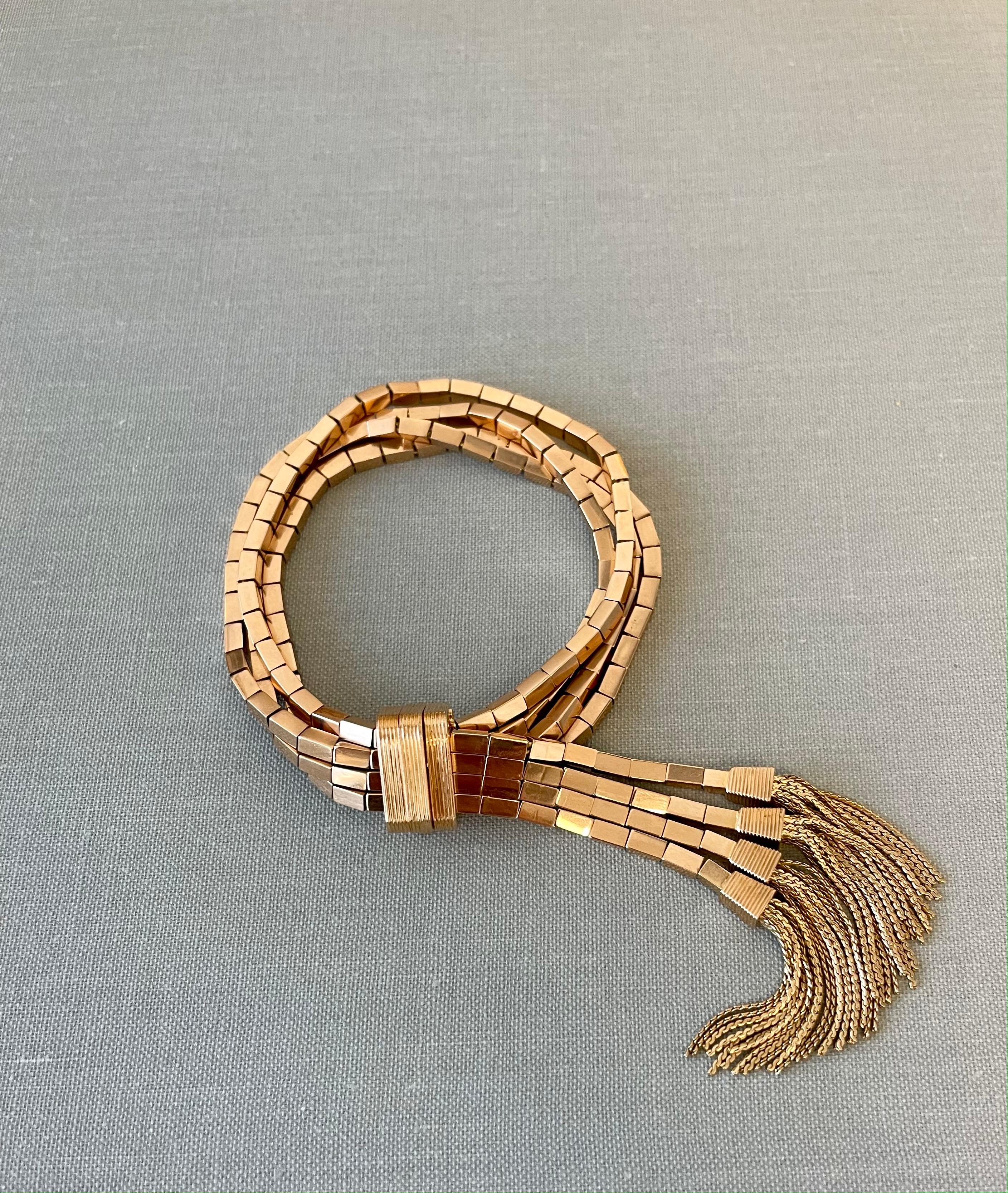 Bracciale Retro Gold con nappe in oro rosa 18 carati in vendita 4