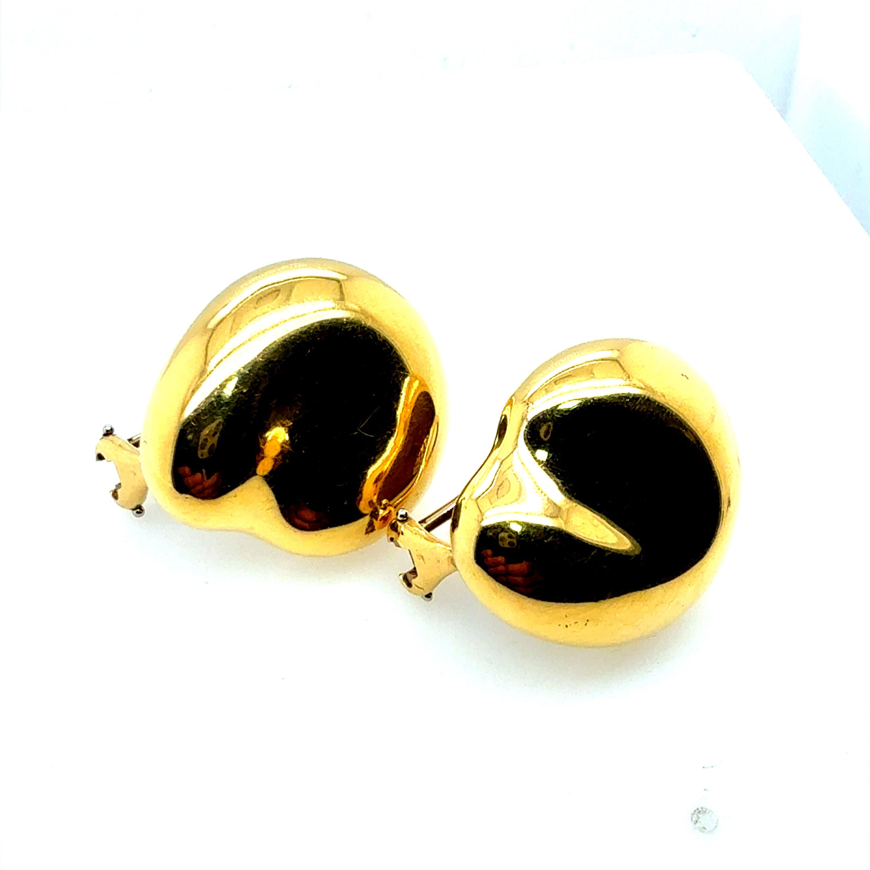 Retro Gold Tiffany & Co. Signed Peretti Thumbprint Clip Statement Earrings For Sale 1