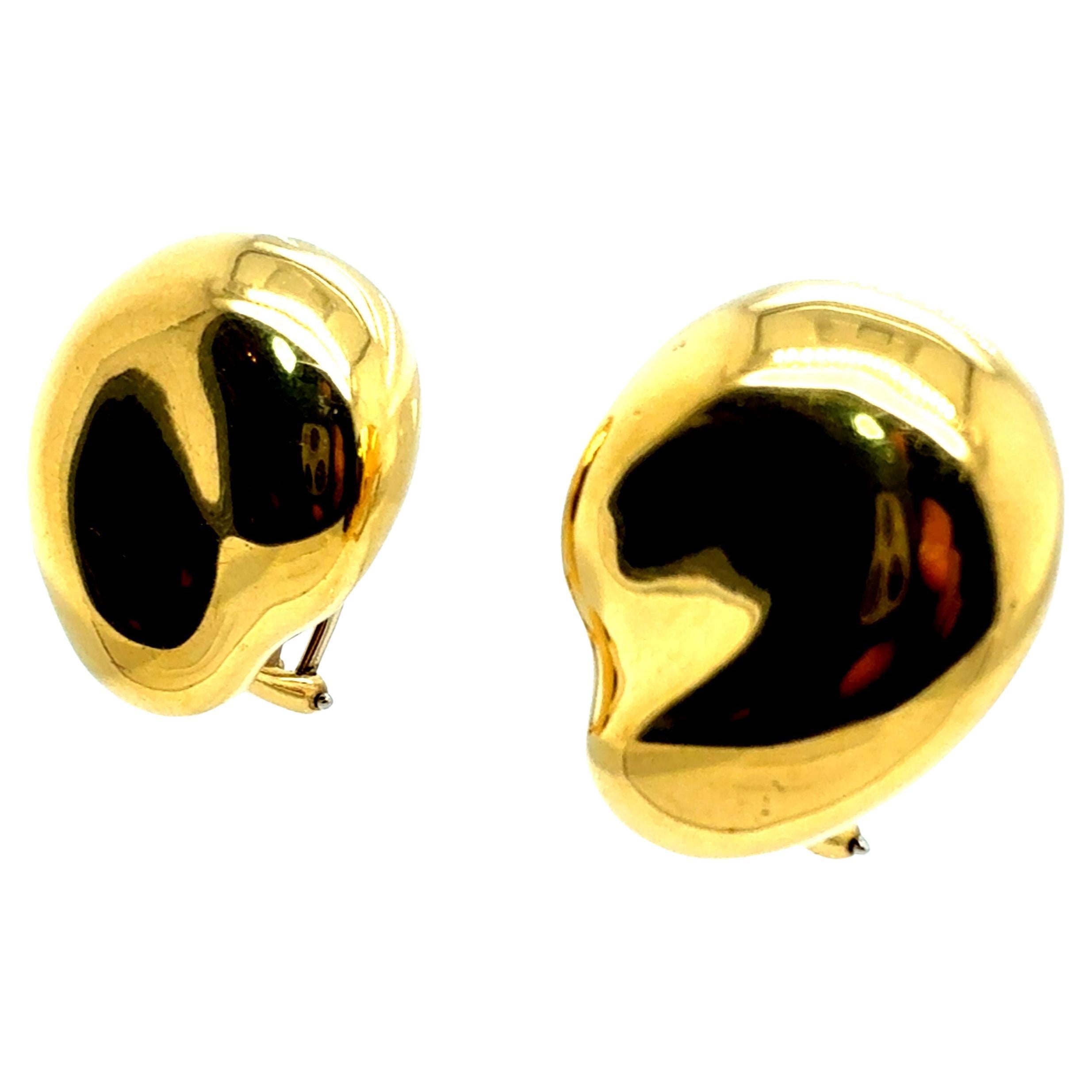 Retro Gold Tiffany & Co. Signed Peretti Thumbprint Clip Statement Earrings For Sale