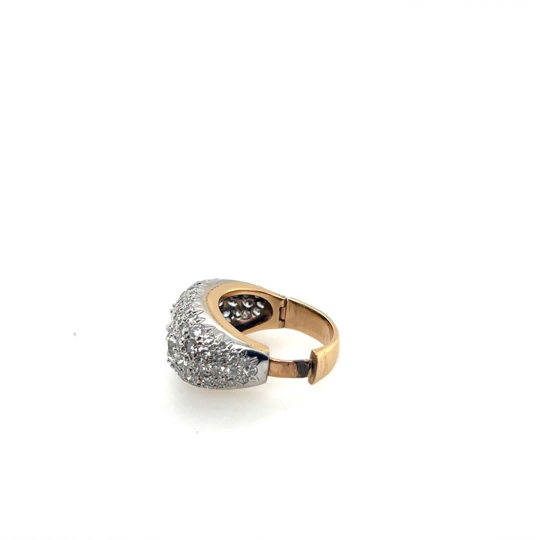 Retro Gold UGS Certified 6.09 Carat Natural Diamond Cocktail Engagement Ring In Good Condition For Sale In Los Angeles, CA