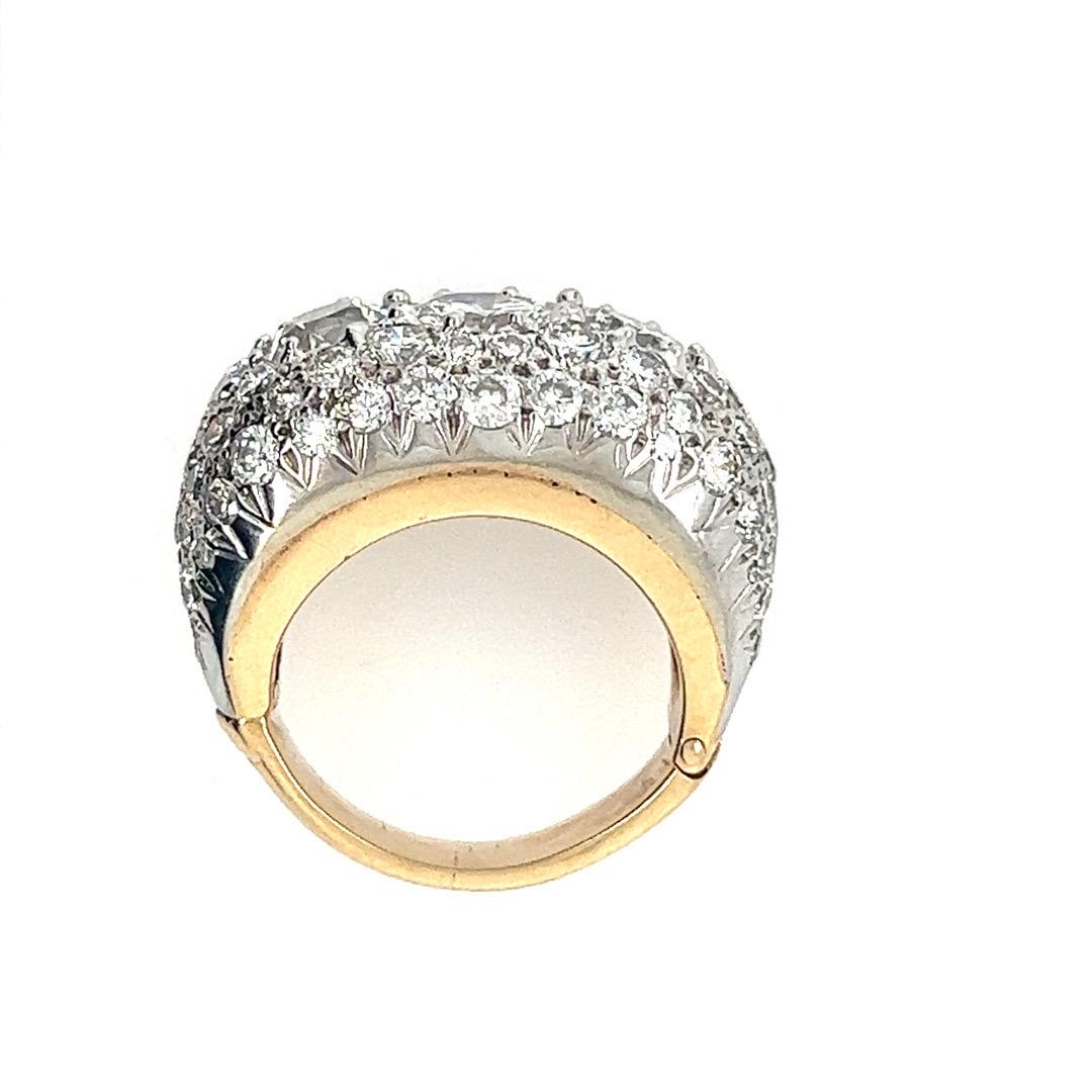 Retro Gold UGS Certified 6.09 Carat Natural Diamond Cocktail Engagement Ring For Sale 4