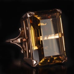 Retro Golden Citrine Cocktail Ring
