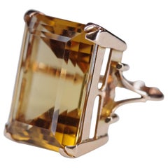 Retro Golden Citrine Cocktail Ring