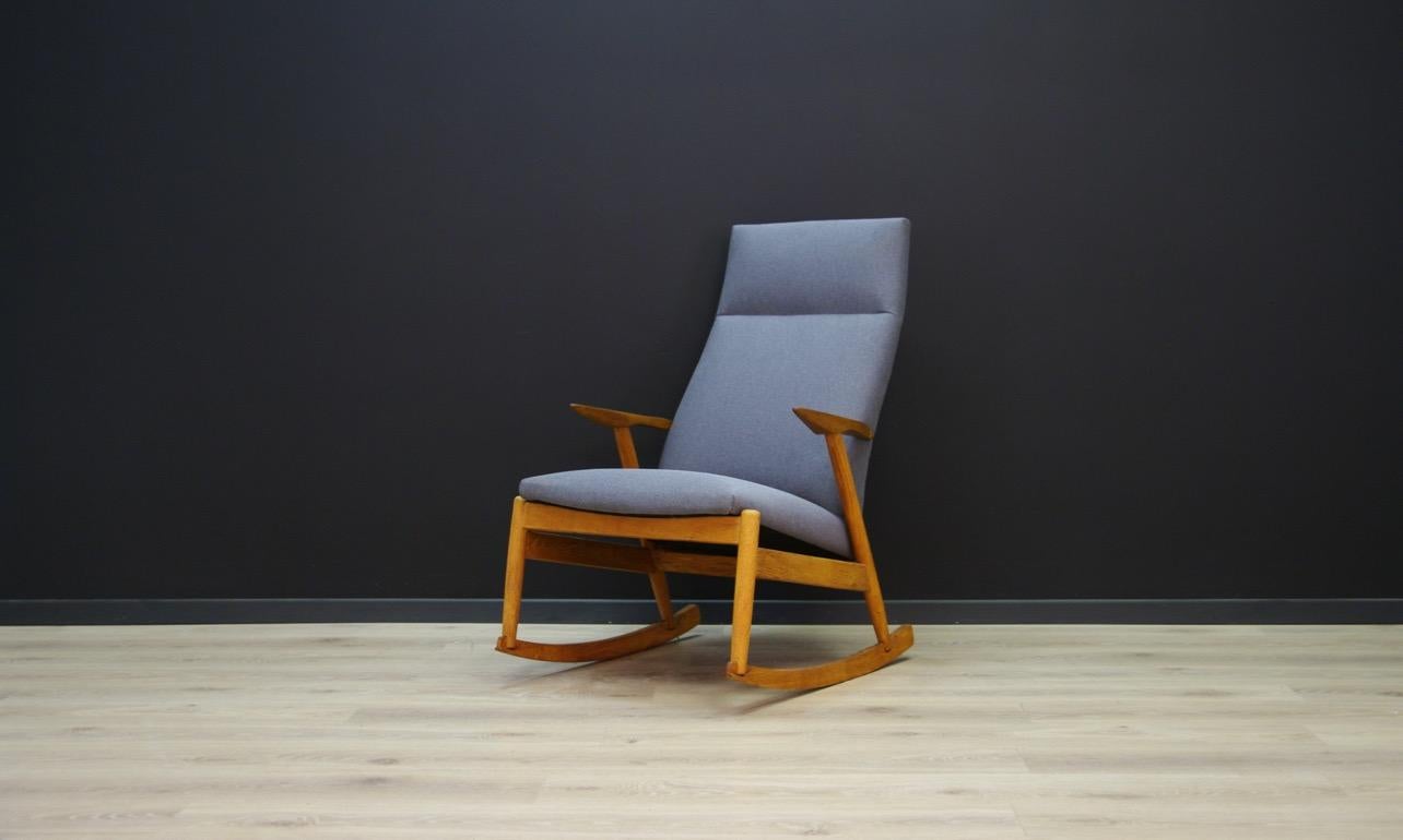 Mid-Century Modern Retro Gray Rocking Chair Ashe Vintage Danish Design For Sale