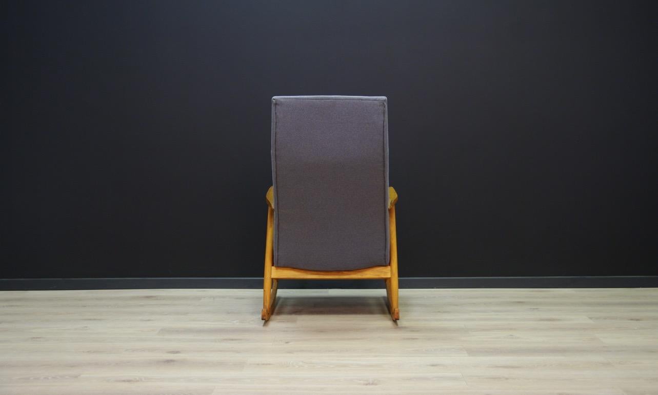 Fabric Retro Gray Rocking Chair Ashe Vintage Danish Design For Sale