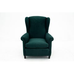 Retro Green Wing Back Armchair, 1960s-1970s