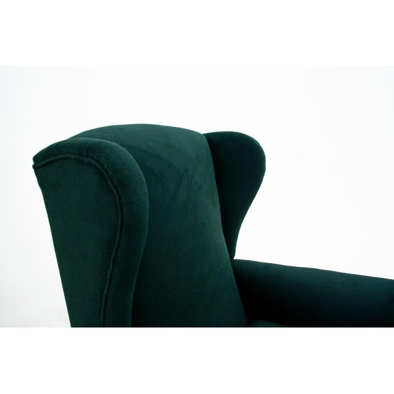 Retro Green Wing Back Armchair, 1960s-1970s In Good Condition In Chorzów, PL
