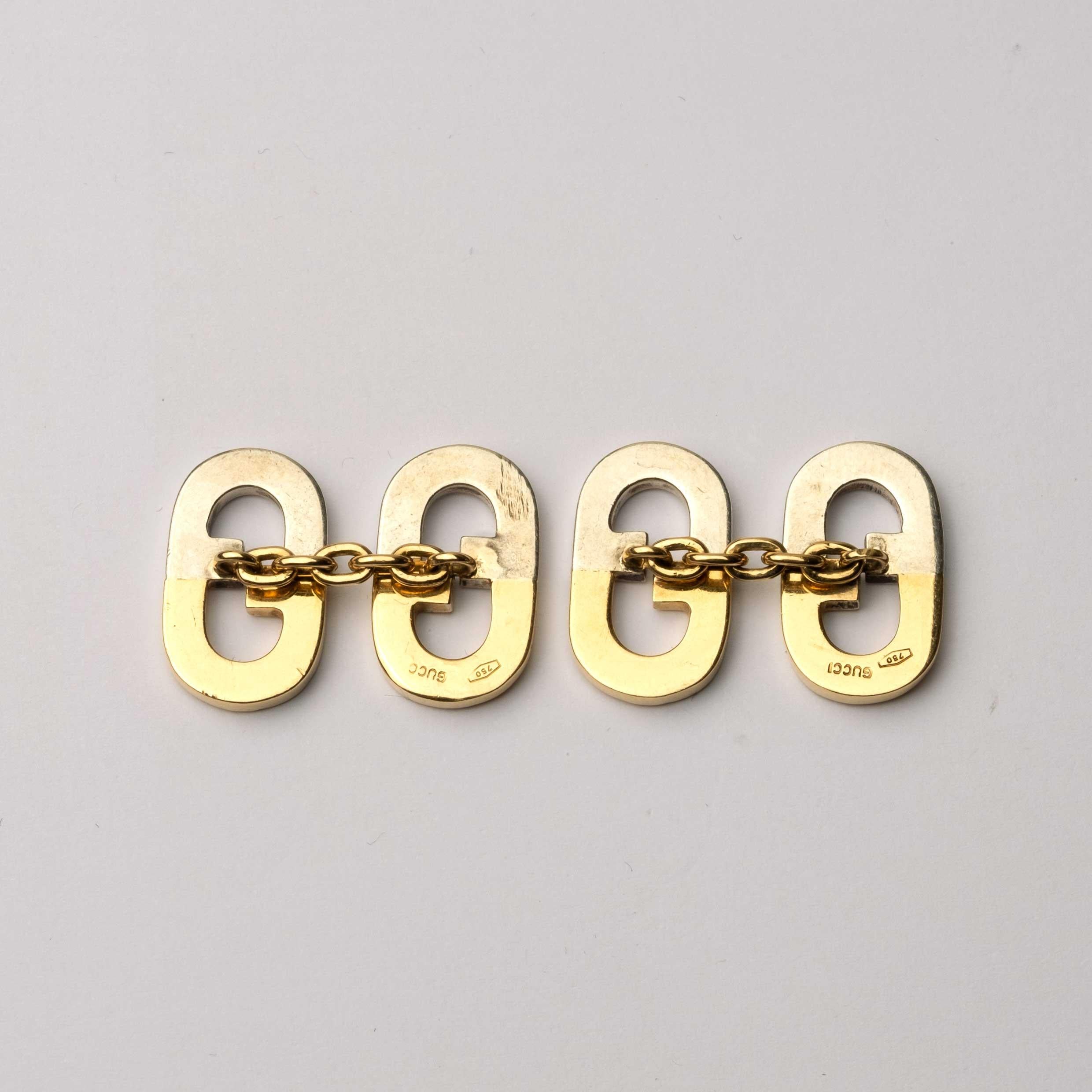 Retro Gucci Gold Cufflinks Italian In Good Condition For Sale In Milano, MI