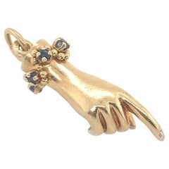 Retro Hand Charm Gold Sapphires