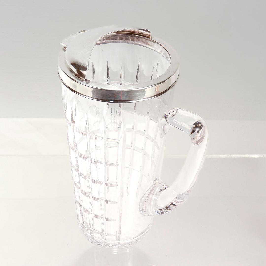 Retro Hawkes Cut Glass and Sterling Sterling Pitcher with a Whimsical Dedication For Sale 1