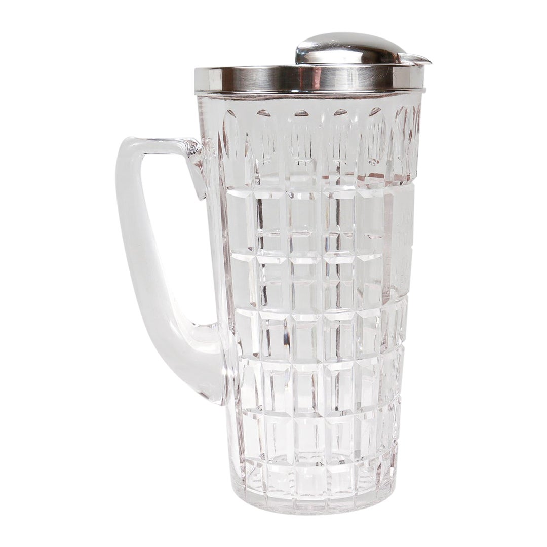 Retro Hawkes Cut Glass and Sterling Sterling Pitcher with a Whimsical Dedication For Sale