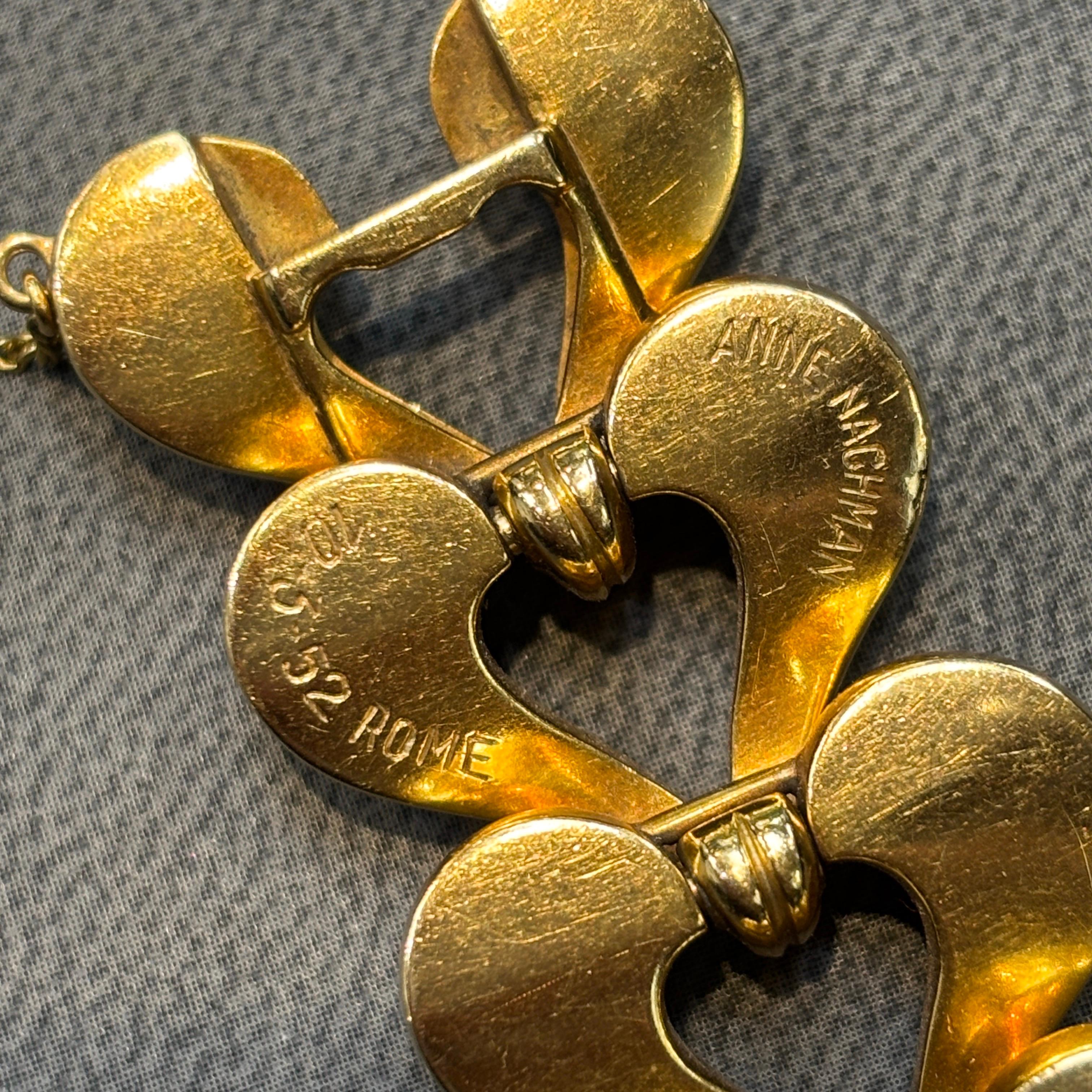 Women's or Men's Retro Heart Shape Gold Link Bracelet For Sale