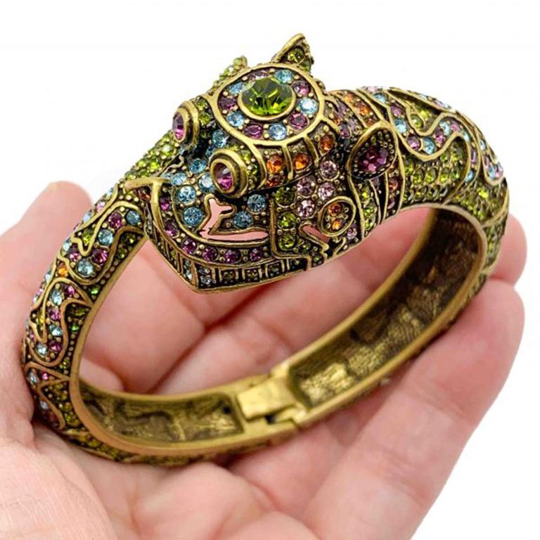 Retro Heidi Daus Dragon Cuff With Colourful Crystal Detailing 2000s 1