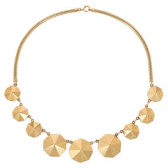 Retro hexagonal plaque necklace