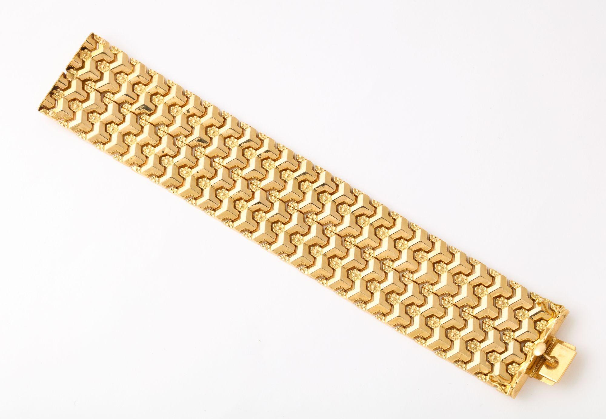 Women's Retro Honeycomb Woven 18 KGold Bracelet