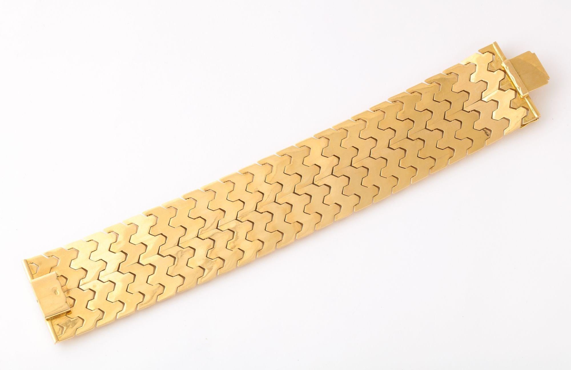 Retro Honeycomb Woven 18 KGold Bracelet 2