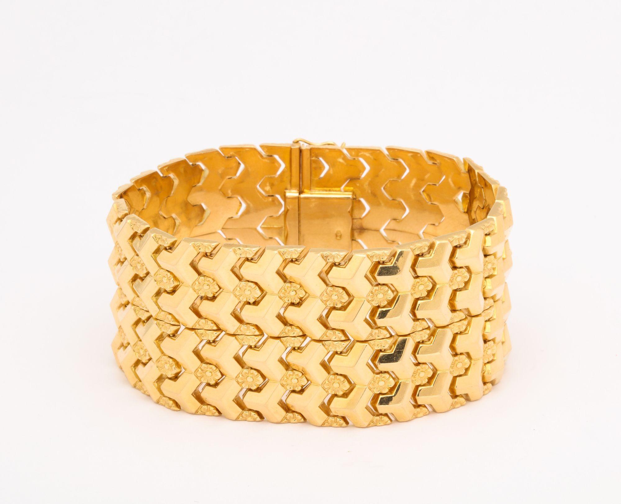 Retro Honeycomb Woven 18 KGold Bracelet 4