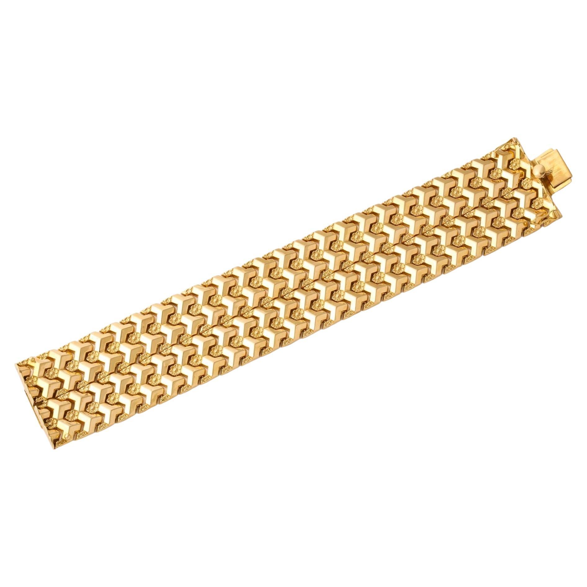 Retro Honeycomb Woven Gold Bracelet