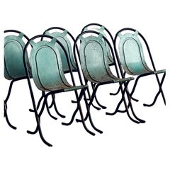 Vintage Industrial Metal Reclaimed Sebel Stak-a-bye Set of Six Dining Chairs