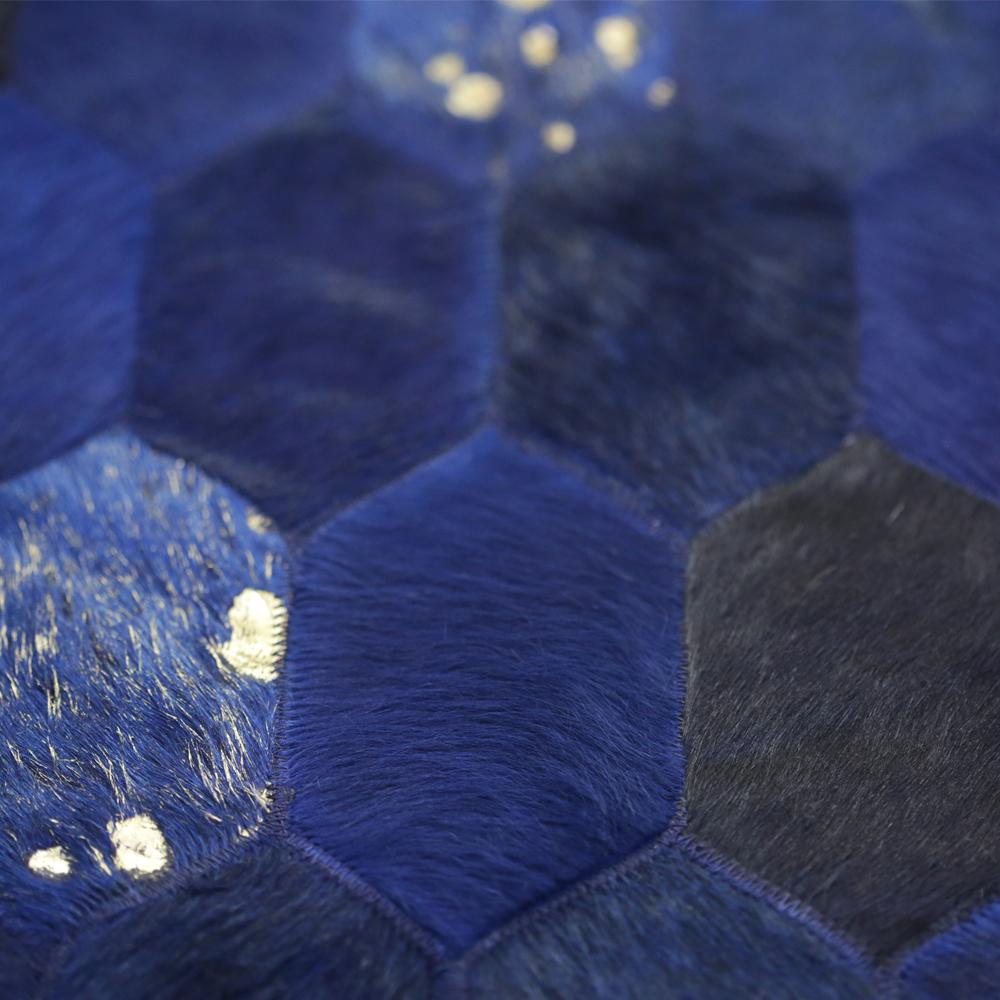 Alfombra de Cuero de Vaca Azul Avispón Rectángulo X-Grande de Inspiración Retro Personalizable Art Decó en venta