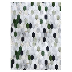 Retro Inspired Customizable Hornet Moss Cowhide Rug Rectangle Large