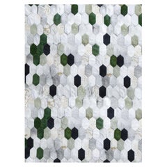 Retro Inspired Customizable Hornet Moss Cowhide Rug Rectangle Medium