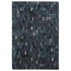 Retro Inspired Customizable Hornet Teal and Gold Cowhide Area Floor Rug Small