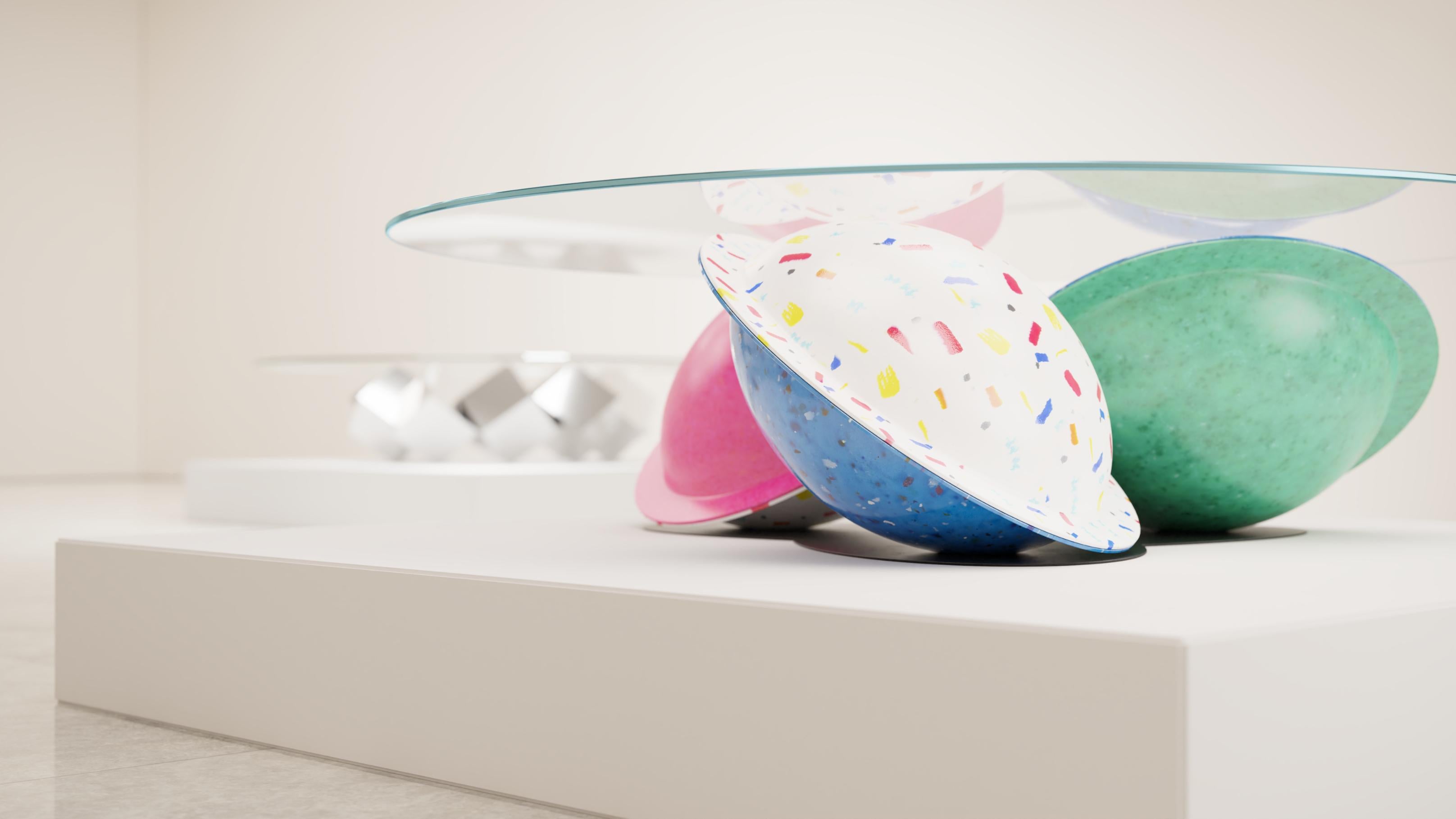 Space Age Retro Inspired, Maximalist 'Flying Saucer' Coffee Table in Recycled Plastics For Sale