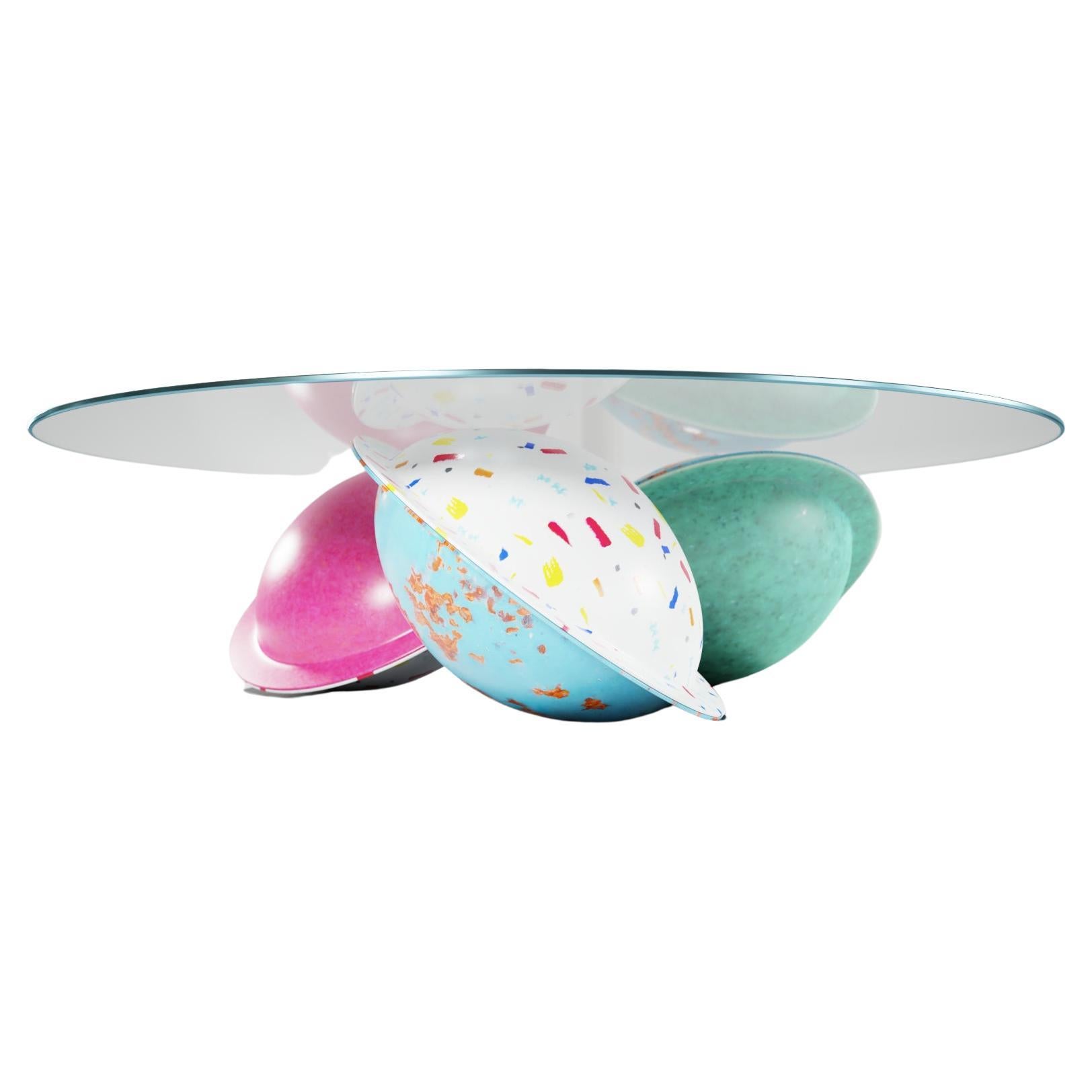 Retro Inspired, Maximalist 'Flying Saucer' Coffee Table in Recycled Plastics