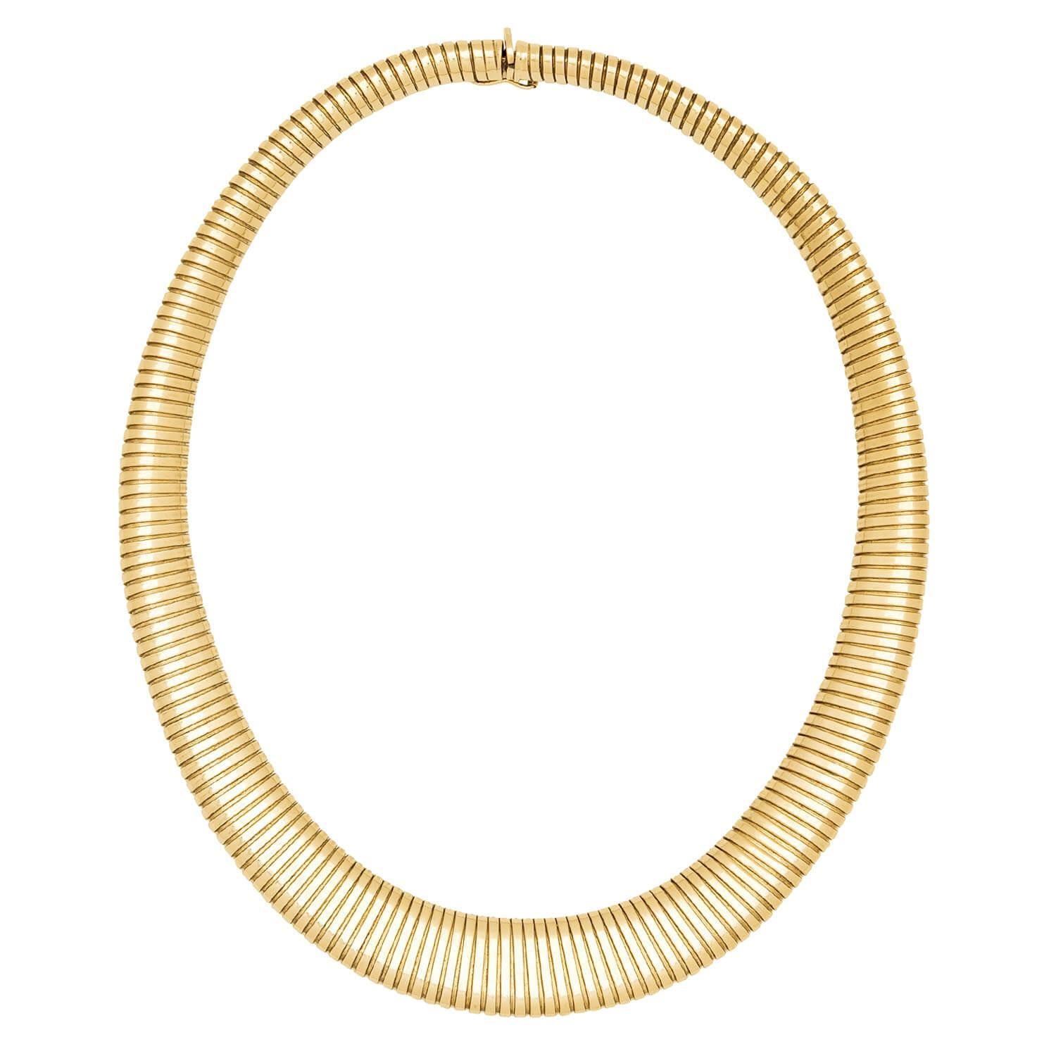 Women's Retro Italian 14k Gooseneck Chain Necklace For Sale