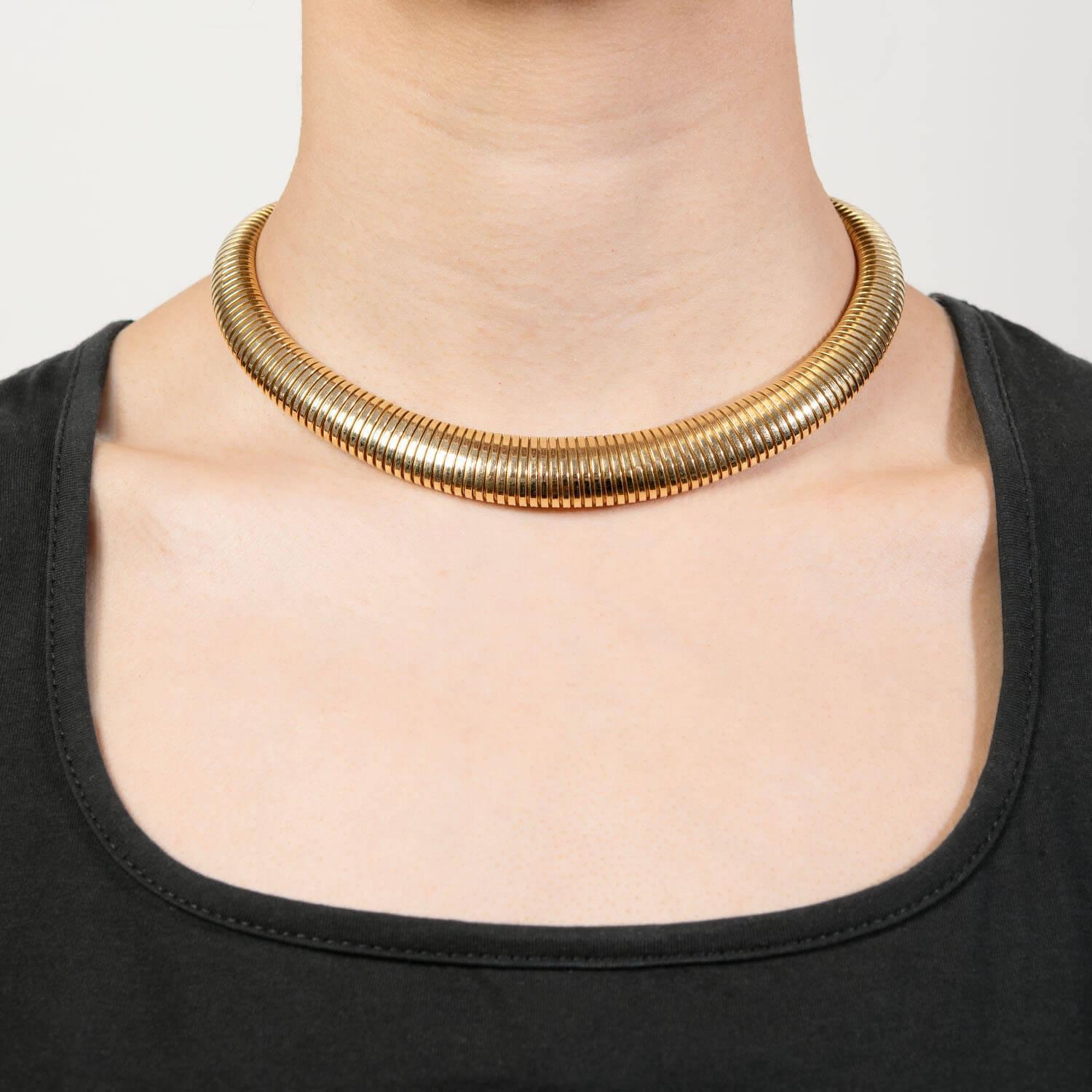Retro Italian 14k Gooseneck Chain Necklace For Sale 2