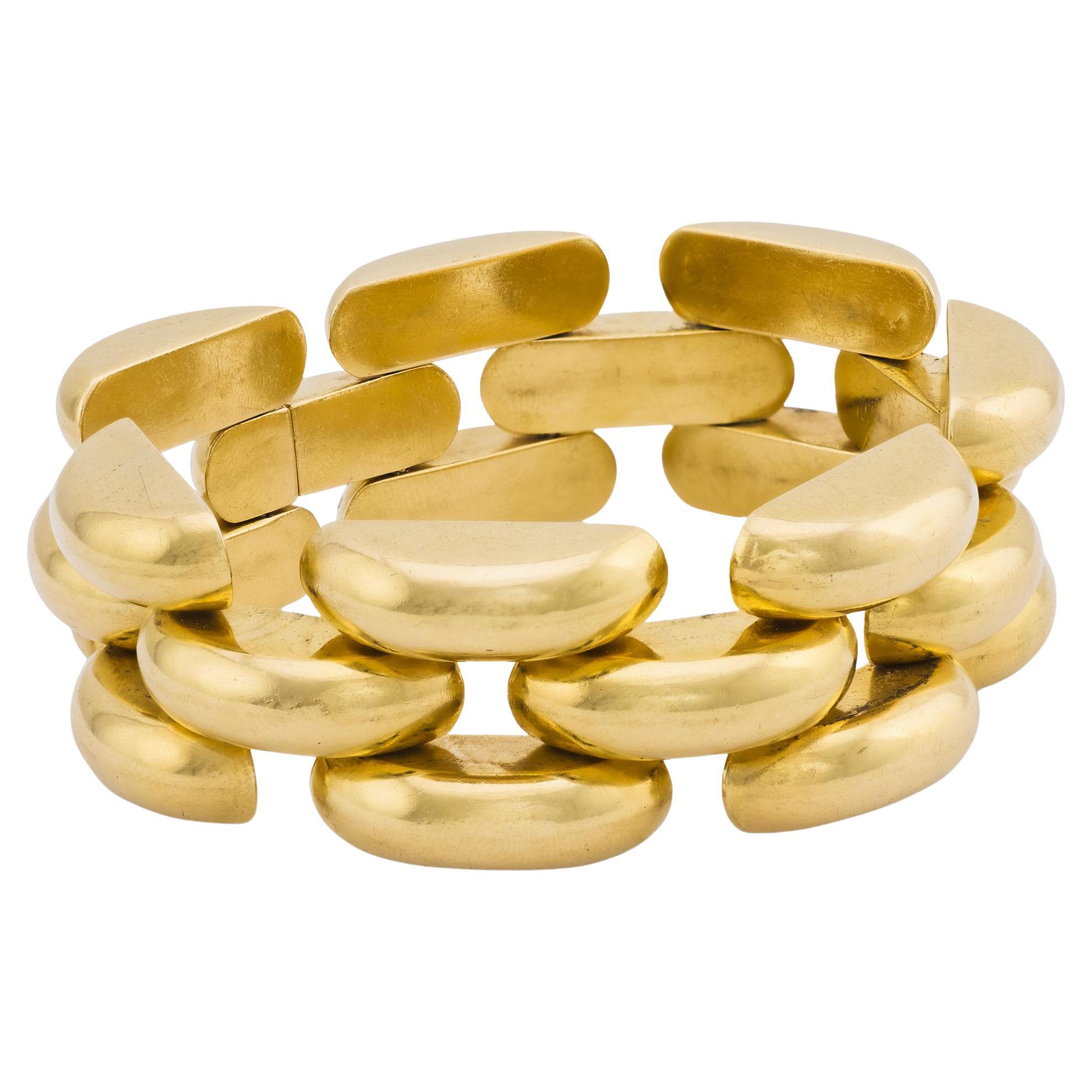 Retro Italian 14k Tire Track Bracelet in vendita