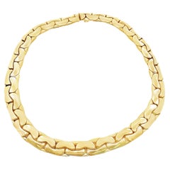 Retro Italian 14K Yellow Gold Bean Link Chain Necklace