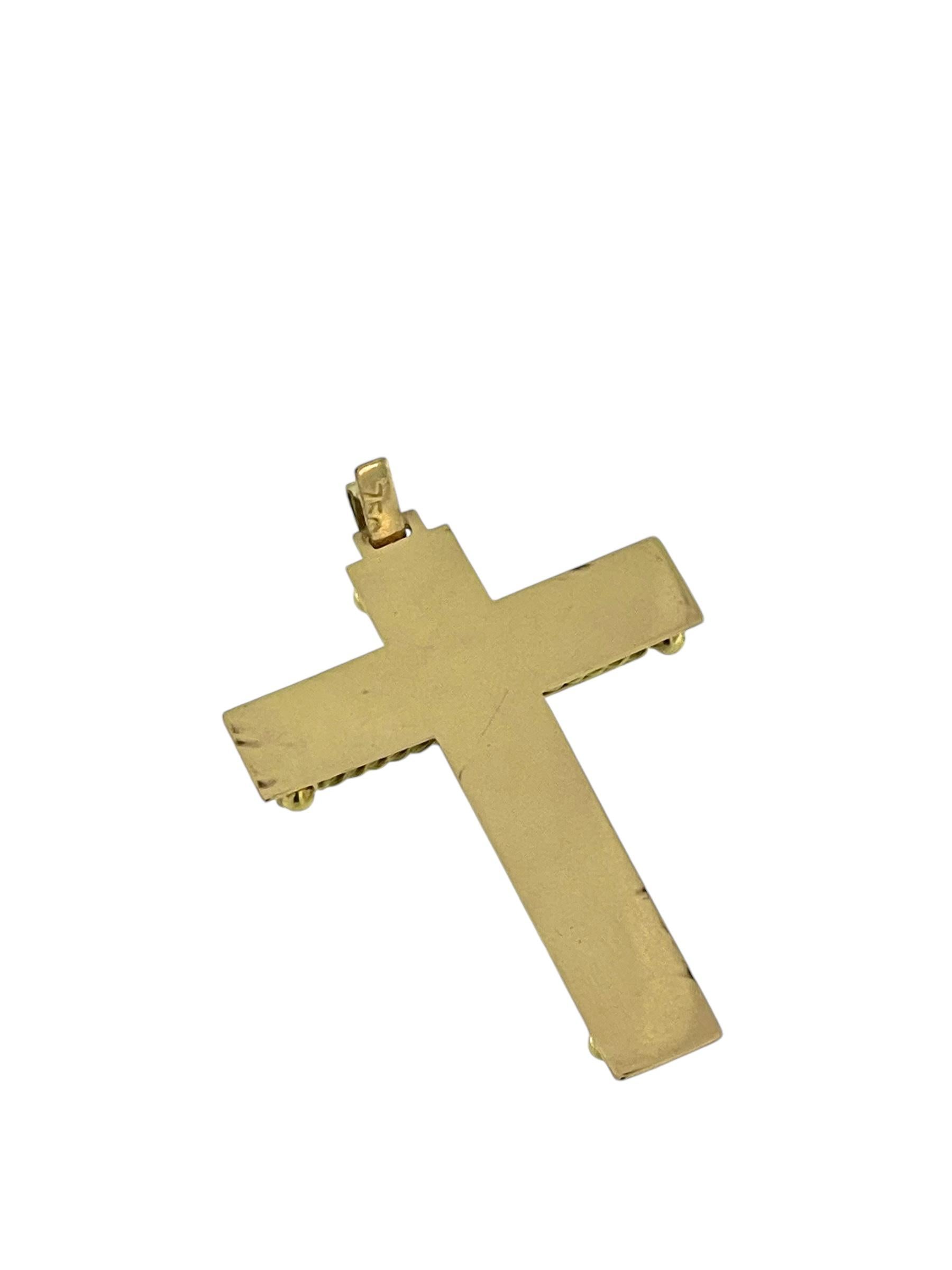 Croix italienne rétro en or jaune avec motif de fleur de lys en vente 4