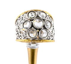 Italian Antique 18K Yellow Gold Diamond Cluster Ring 1940 ca
