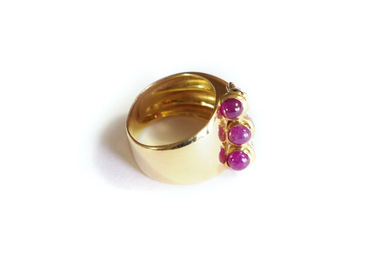 Retro Italian ruby diamond ring, pre-owned ring in 18k gold For Sale at ...