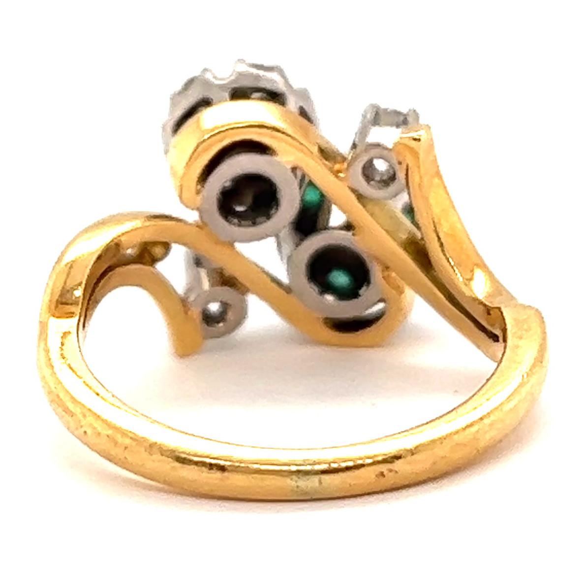 Retro Jabel Diamond Emerald 18 Karat Gold Ring 1