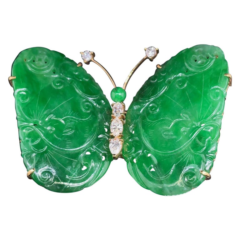Vintage jade deals butterfly brooch