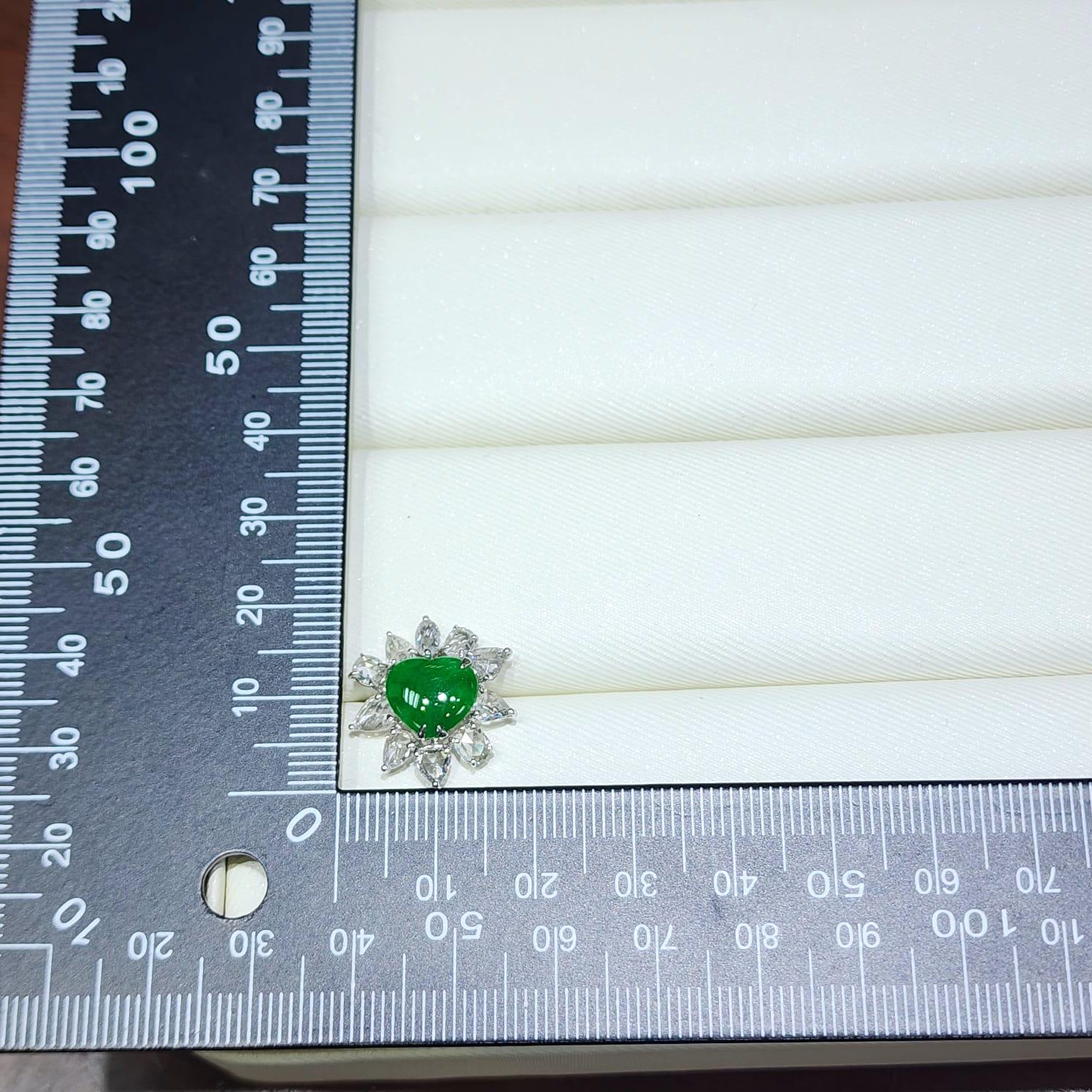 Boucles d'oreilles rétro en or blanc 18 carats avec diamants taillés en rose et jadéite Pour femmes en vente