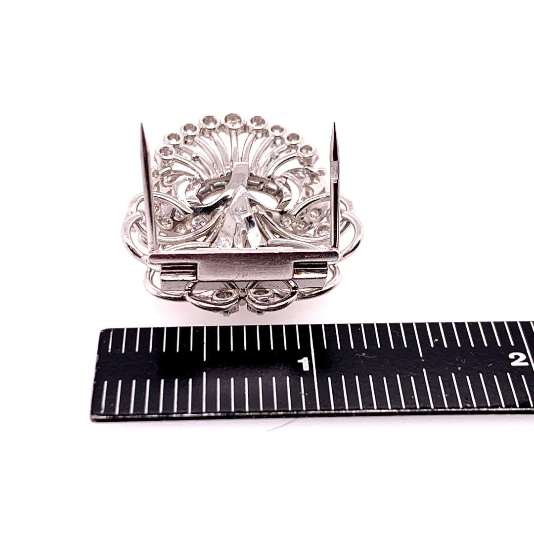 Retro Ladies Platinum Patek Philippe 11 Carat Diamond Watch & Brooche circa 1950 For Sale 3