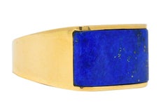Retro Lapis Lazuli 14 Karat Yellow Gold Unisex Signet Ring